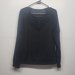 Fabletics size L, black perforated long sleeve top